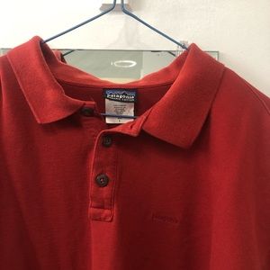 Red Patagonia cotton polo size L